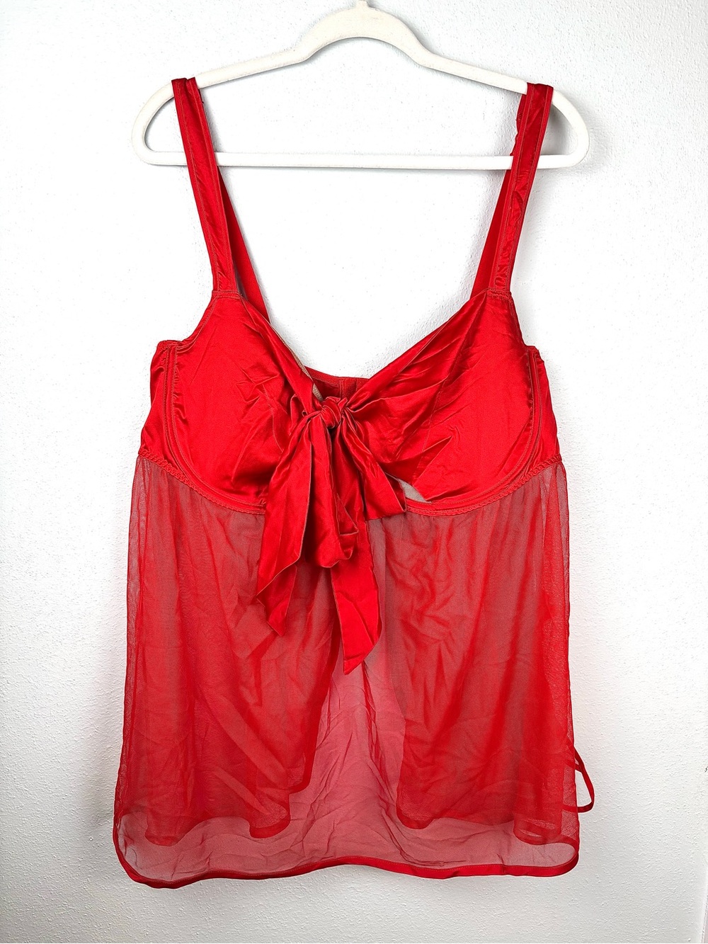 NWT Adore Me Red Bow Sexy Sheer 2pc Teddie & Thong, Size 3X